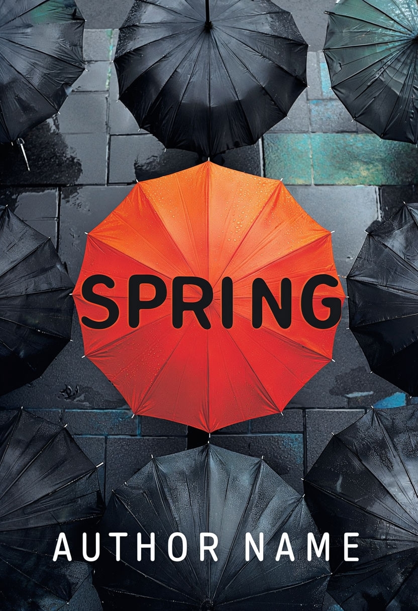 Vibrant Red-Orange Umbrella EBook Cover Design for Spring