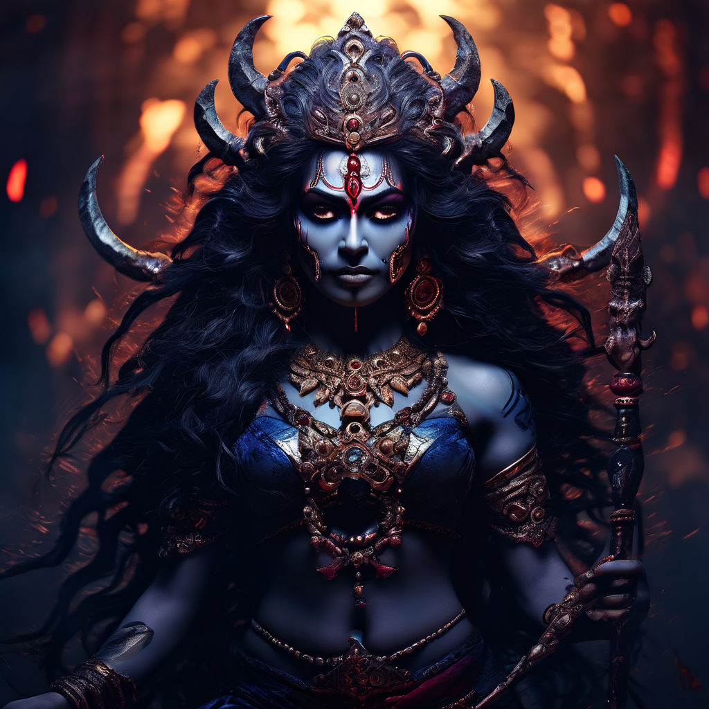 Create an AI-generated fantasy art image of the Hindu goddes... by ...