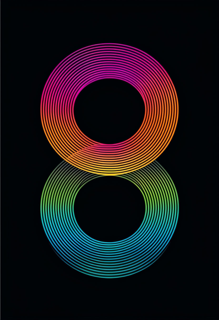 Vibrant Abstract Number 8 Design with Concentric Circles Poster