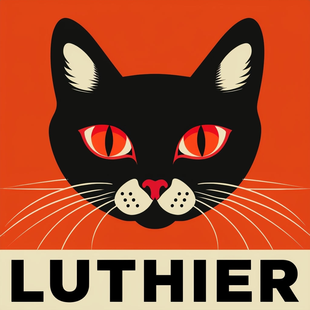 Stylized Black Cat Face on Burnt Orange Background Poster for Spotify Album Cover