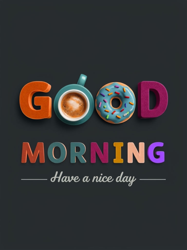 Playful Breakfast Typography Design: Good Morning Greeting Social Media Post