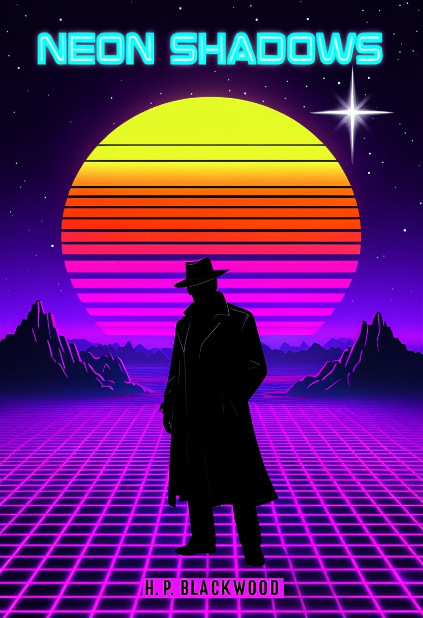 Vibrant Tech-Noir Neon Shadows Detective EBook Cover