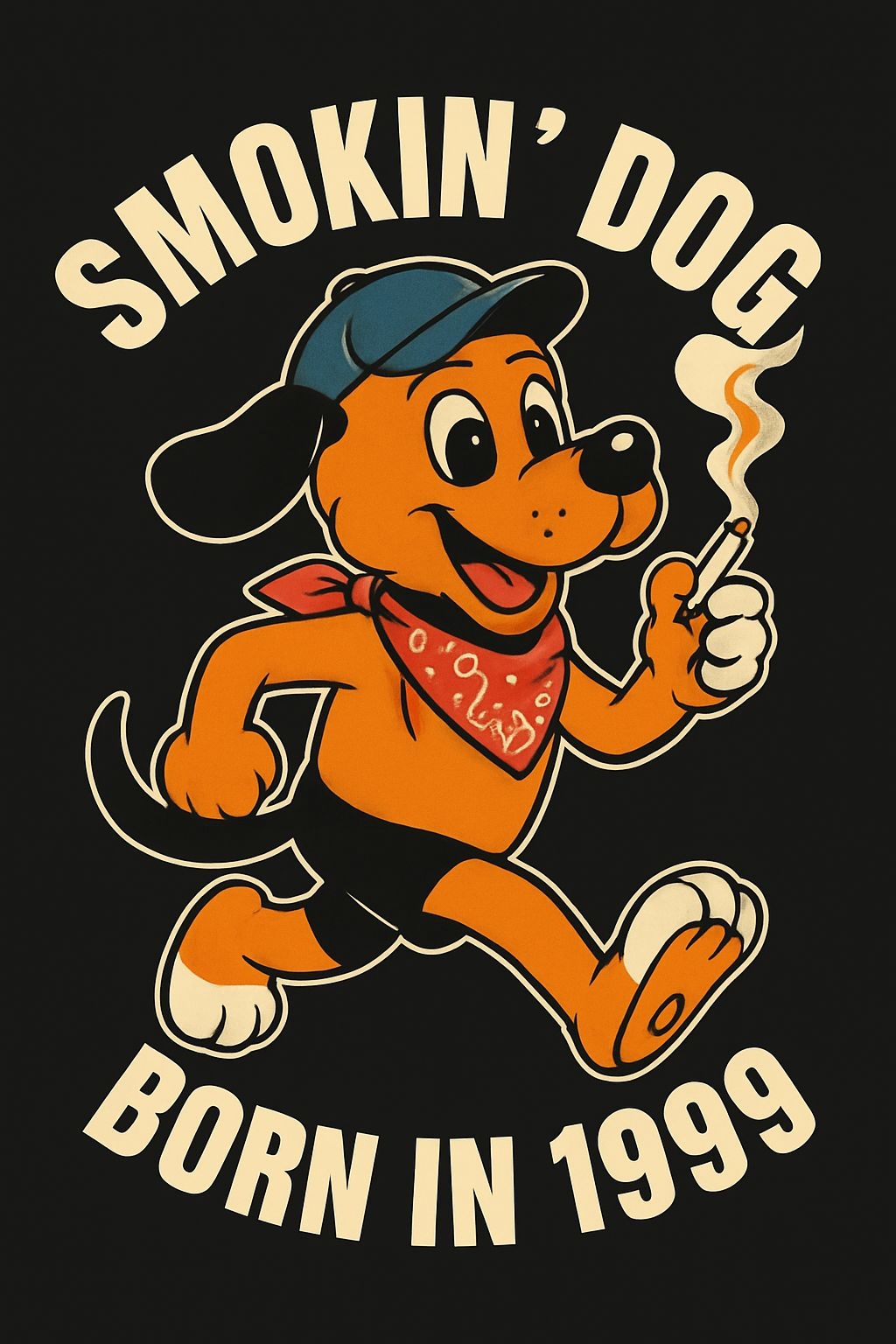 Smokin' Dog Retro Cartoon with Cheerful Expression T-Shirt