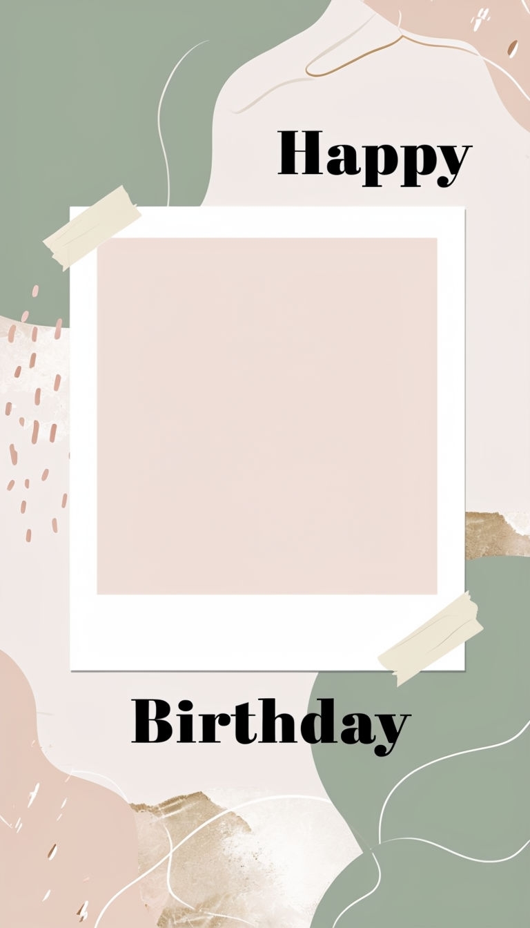 Modern Minimalist Birthday Card Design with Pastel Colors Social Media Post
