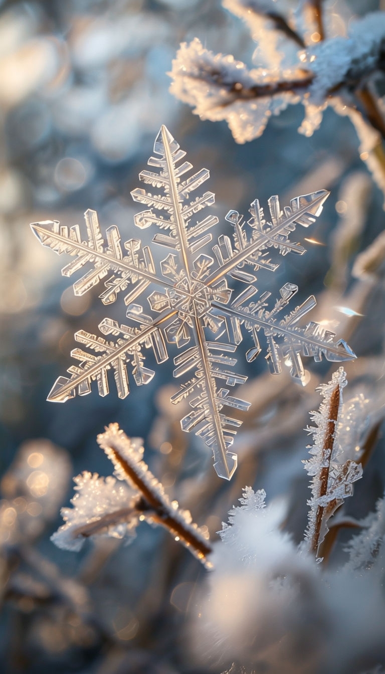 Intricate Macro Snowflake Close-Up Photography Mobile Wallpaper