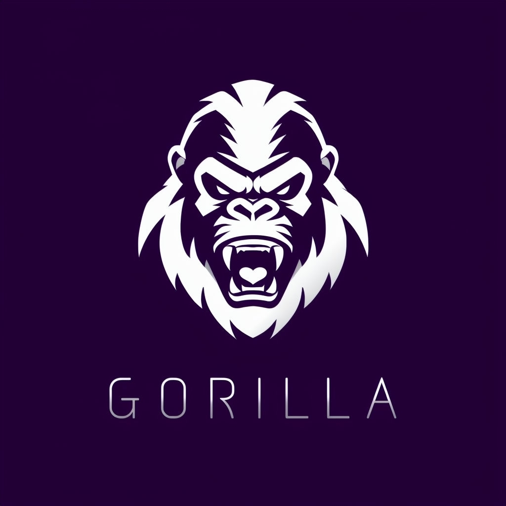 Bold Minimalist Gorilla Head Logo Design on Black Background