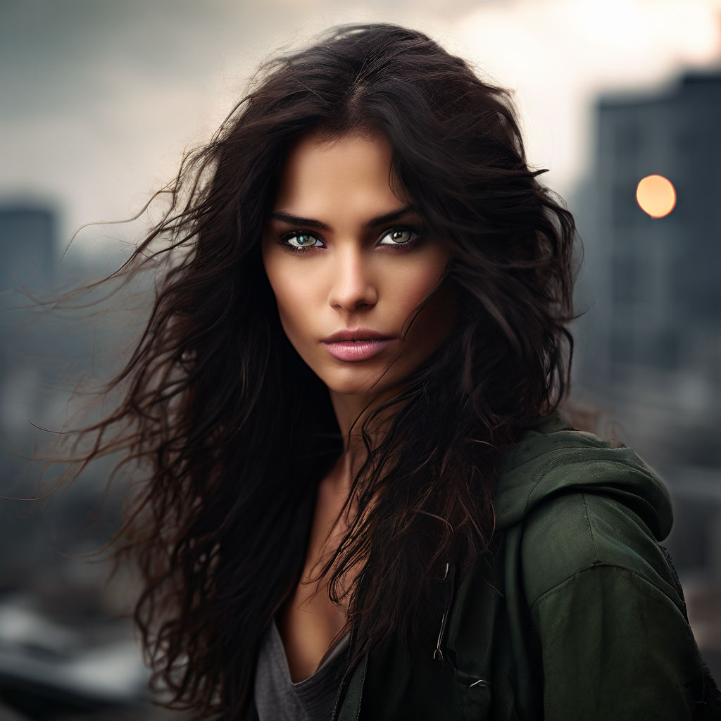 Themyschera Amazon full shot portrait of Marie Avgeropoulos