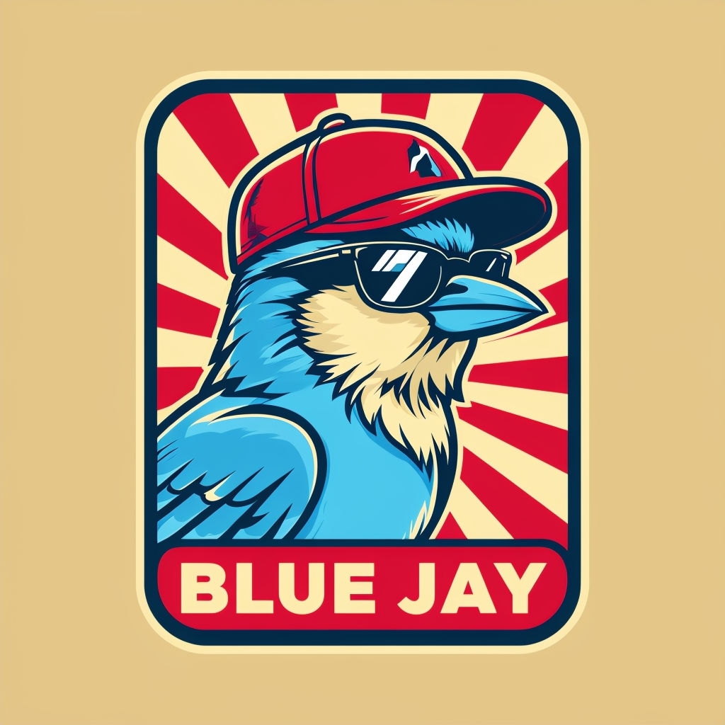 Vibrant Retro Blue Jay Cartoon with Baseball Cap T-Shirt