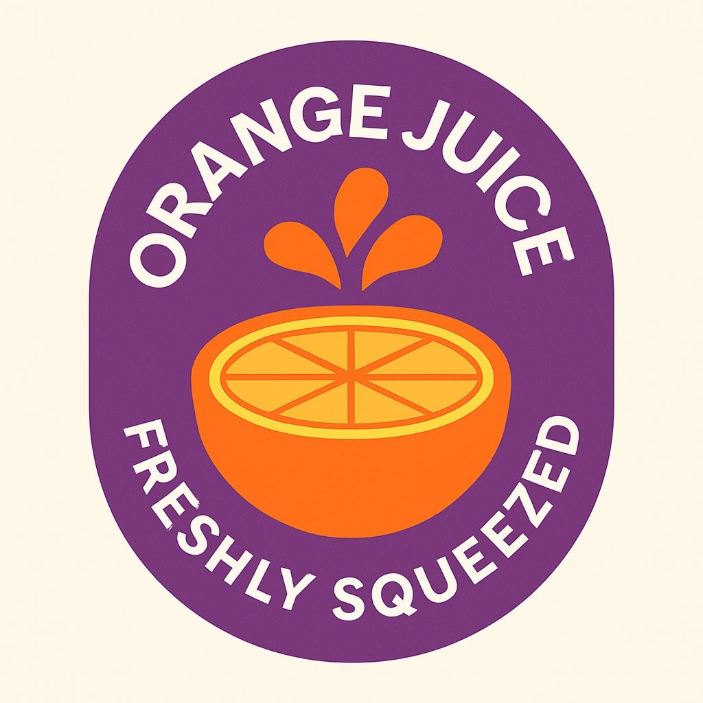 Vibrant Freshly Squeezed Orange Juice Circular Logo Sticker