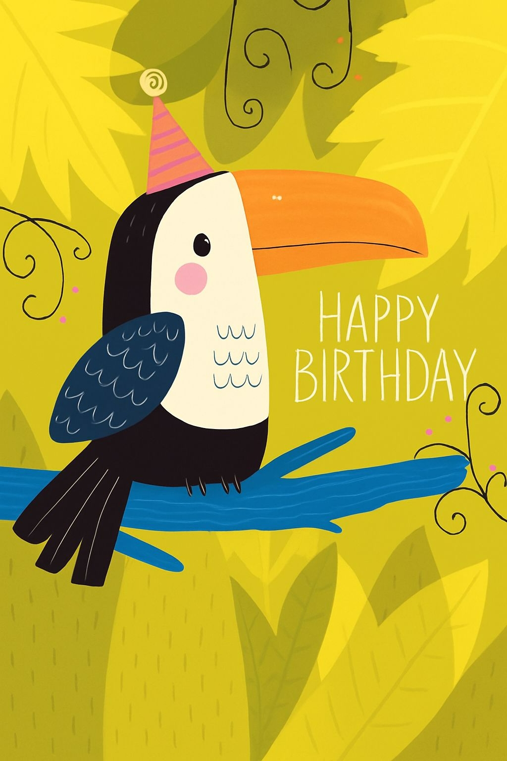 Whimsical Cartoon Toucan Birthday Greeting Card Design Cards & Invites