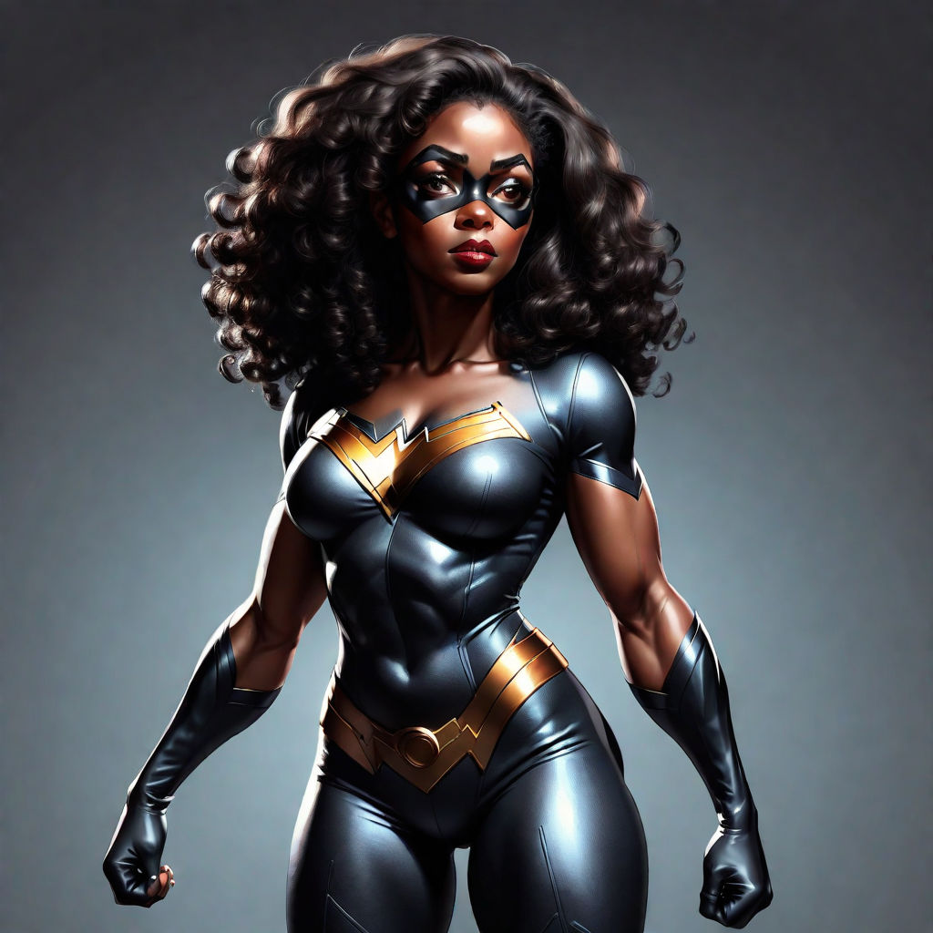 young black african ebony female superhero girl