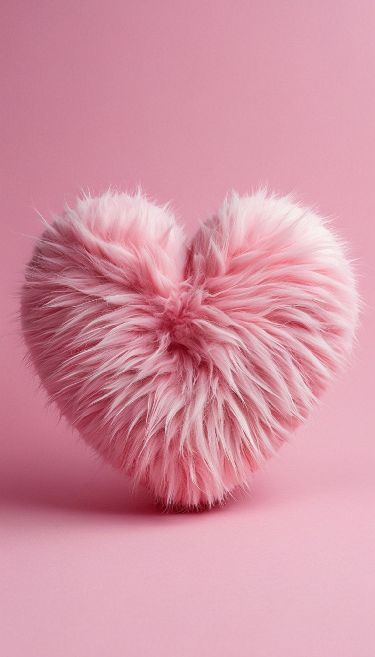 Fluffy Pink Heart Minimalist Photograph for Mobile Wallpaper