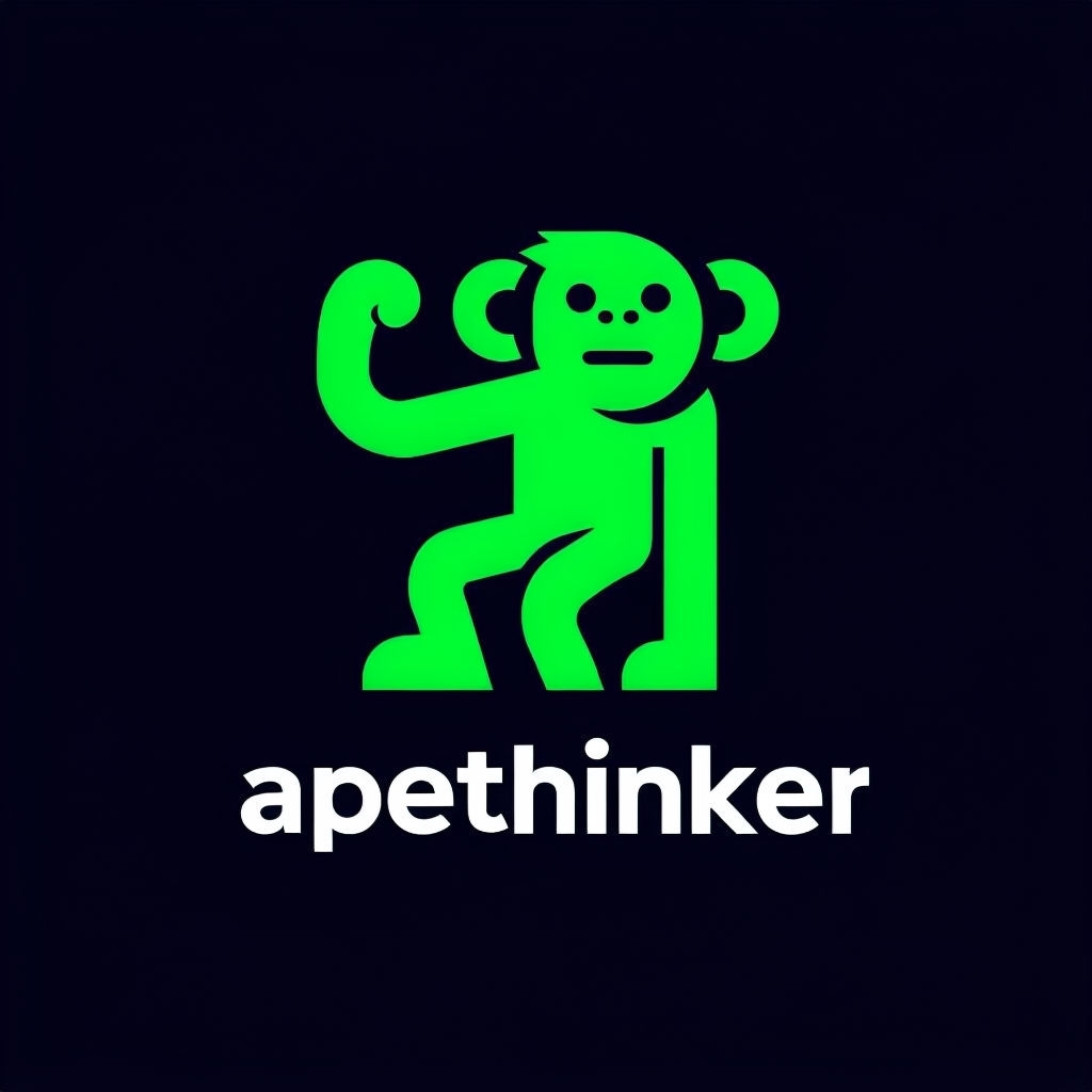Playful Minimalist Monkey Logo with Apethinker Text