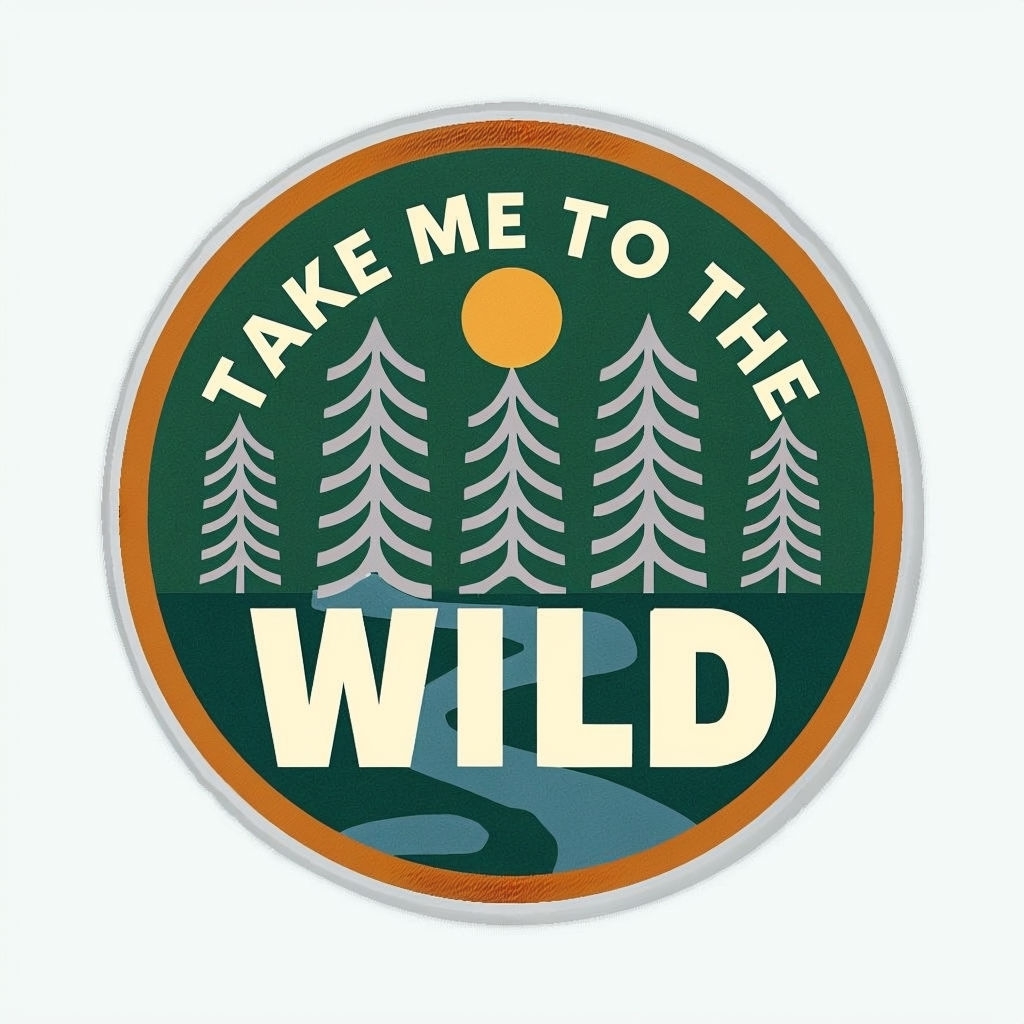 Minimalist Forest Green 'Take Me To The Wild' Sticker