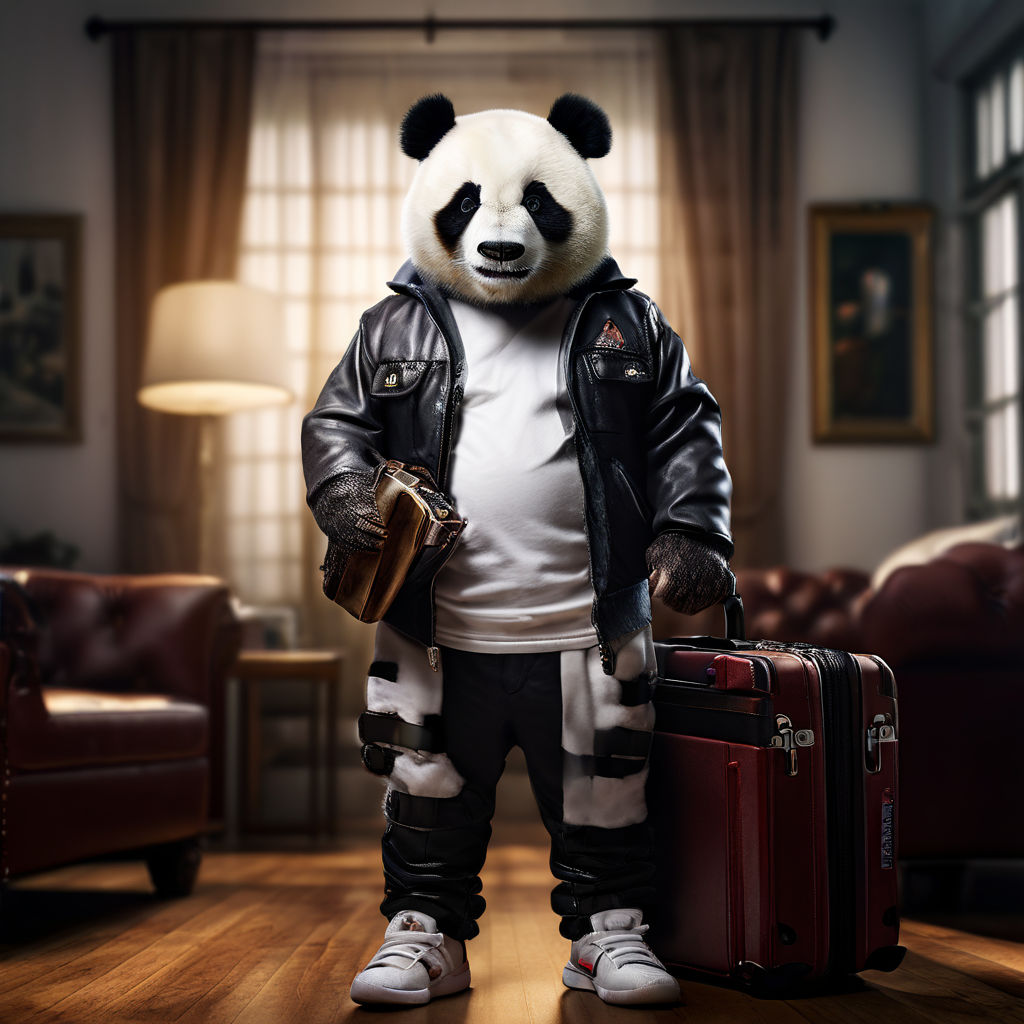 A hyper realistic photo of a panda wearing white shirt by Yohanes ...