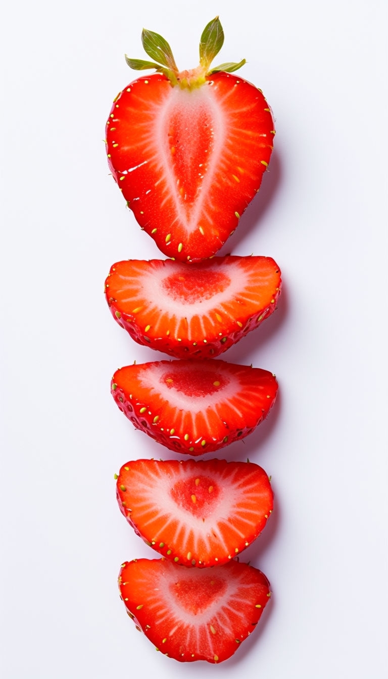 Fresh Strawberry Slices Minimalist Photography Mobile Wallpaper