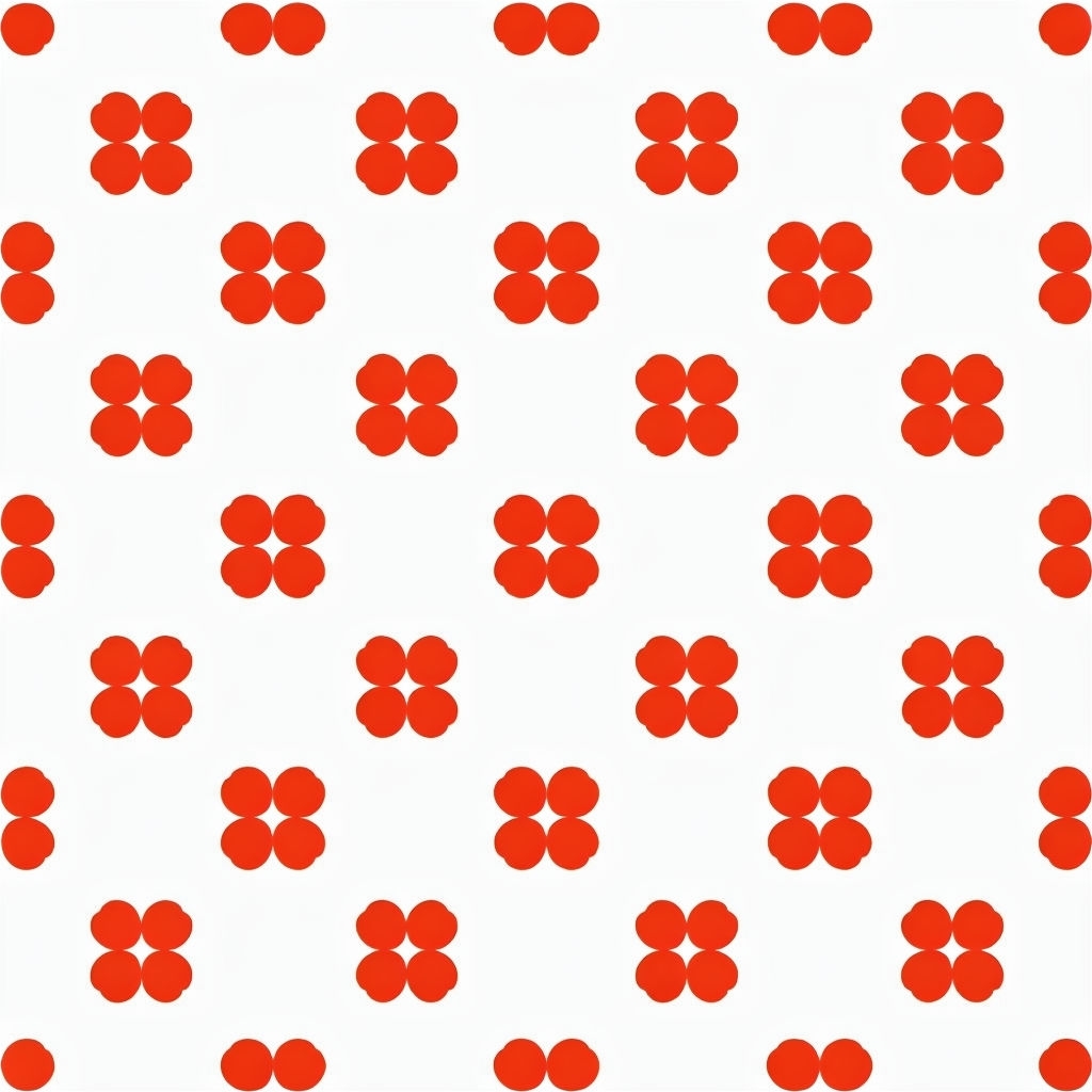 Minimalist Dark Orange-Red Floral Pattern on White Background Seamless Pattern