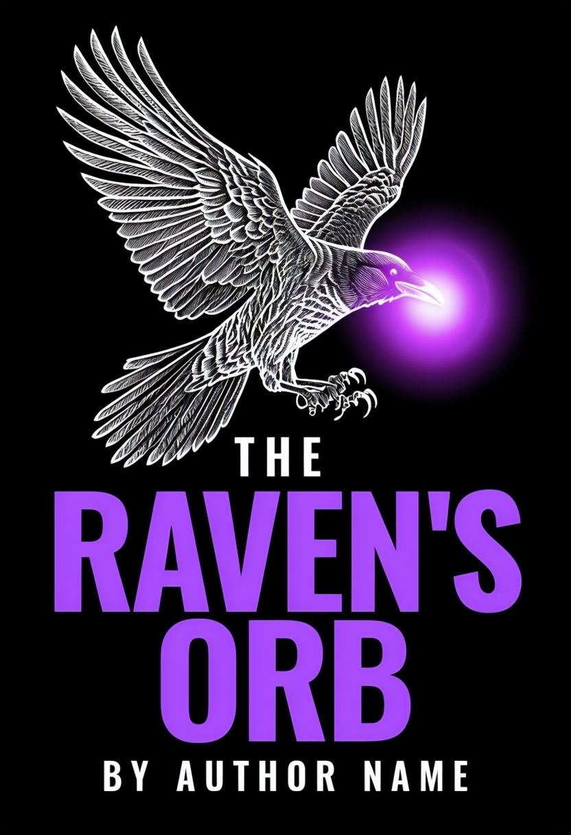 Majestic Raven in Flight with Glowing Orb EBook Cover
