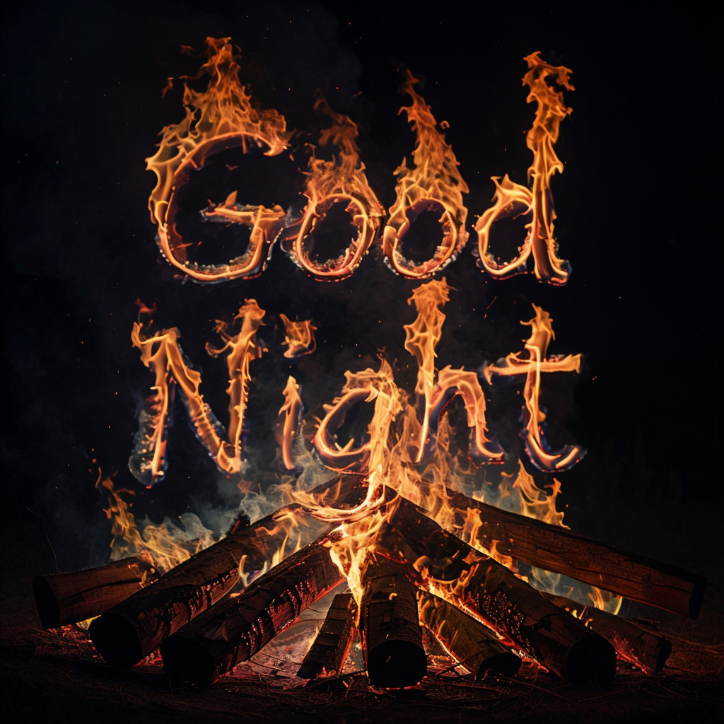 Dramatic Good Night Flames Bonfire Art Poster