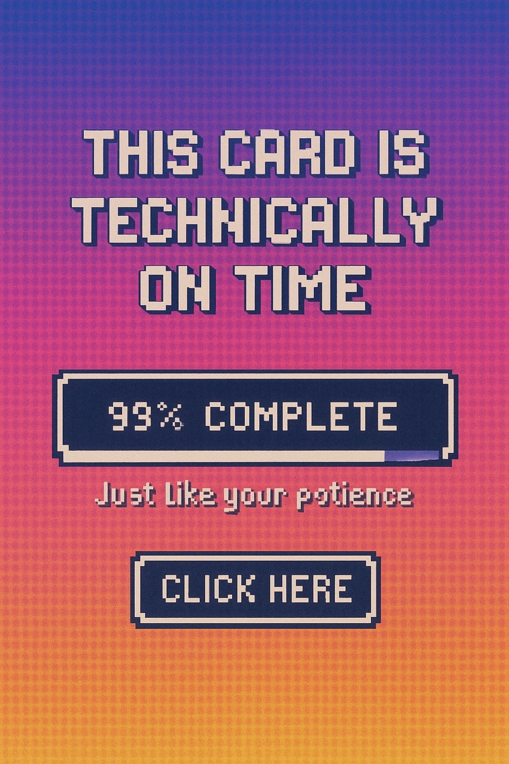Retro Pixel Art Card with Colorful Gradient and Progress Bar
