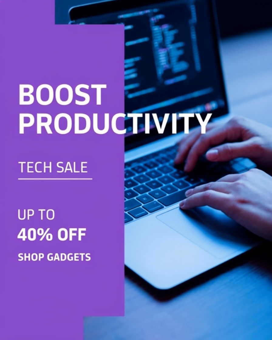 Modern Productivity Boost Tech Sale Advertisement Design Ads