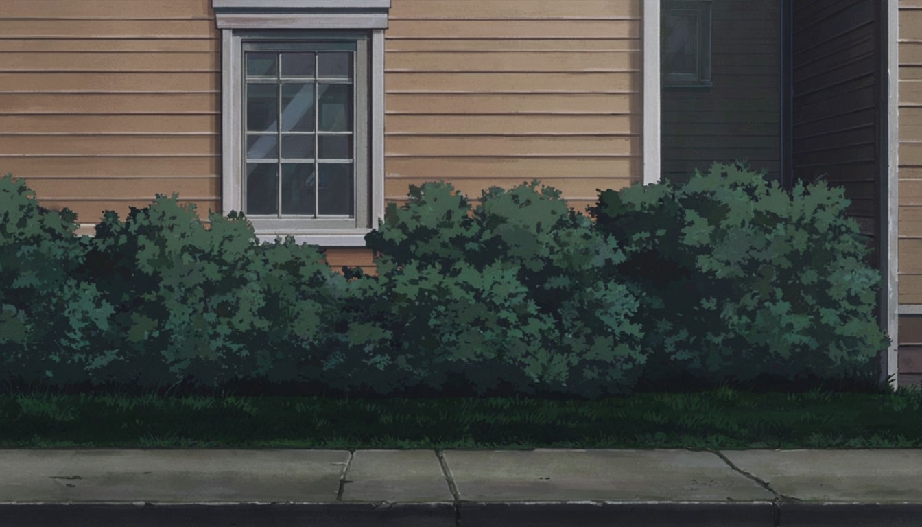 Tranquil Anime-Style House Illustration for Virtual Backgrounds