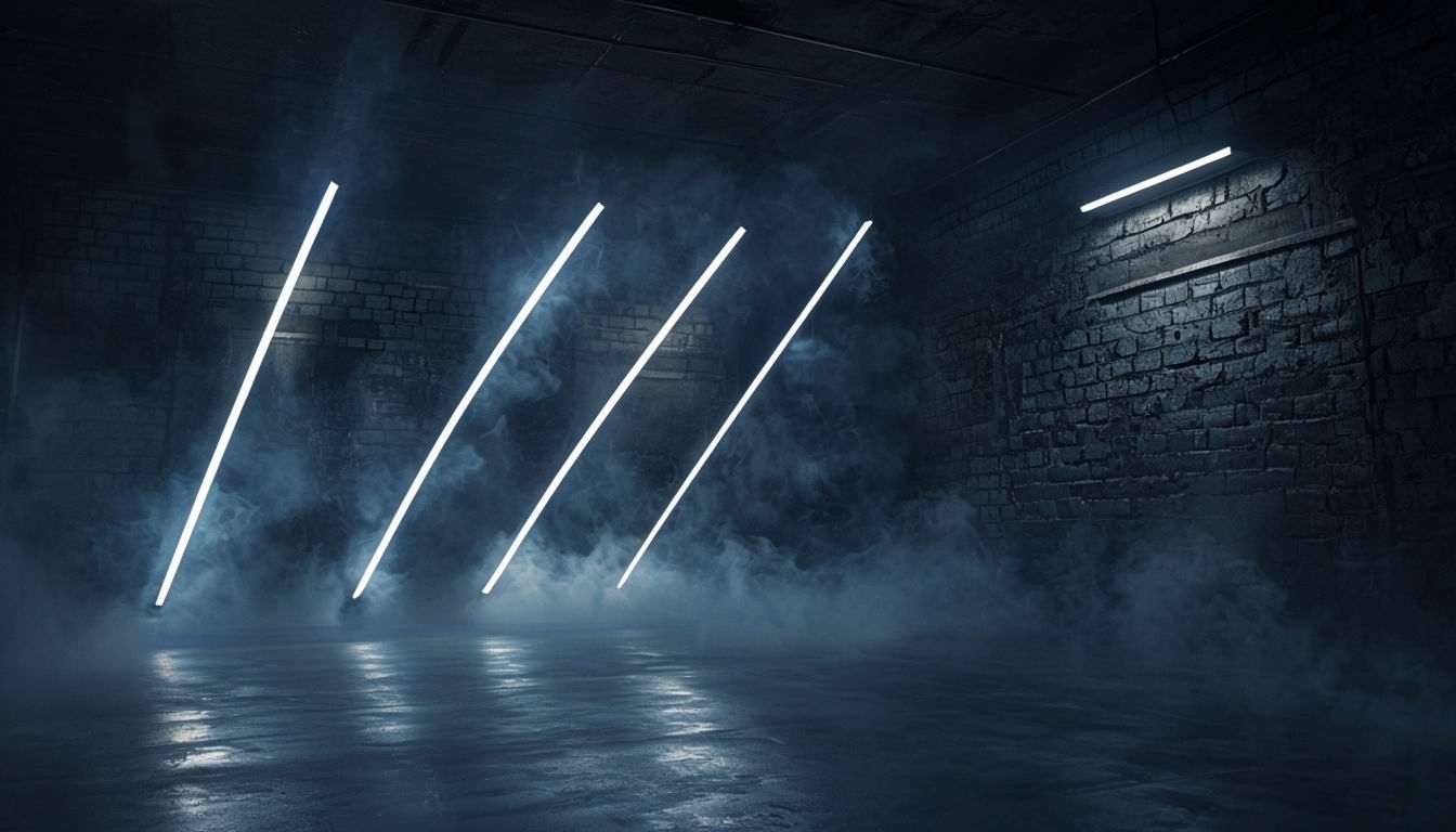 Eerie Industrial Neon Lines with Mysterious Fog Virtual Backgrounds