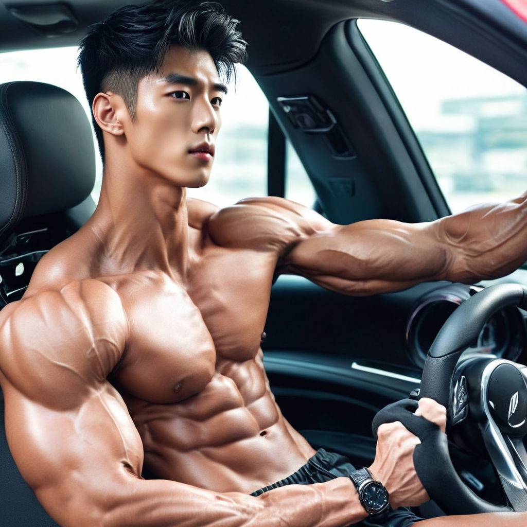 handsome muscular Korean model