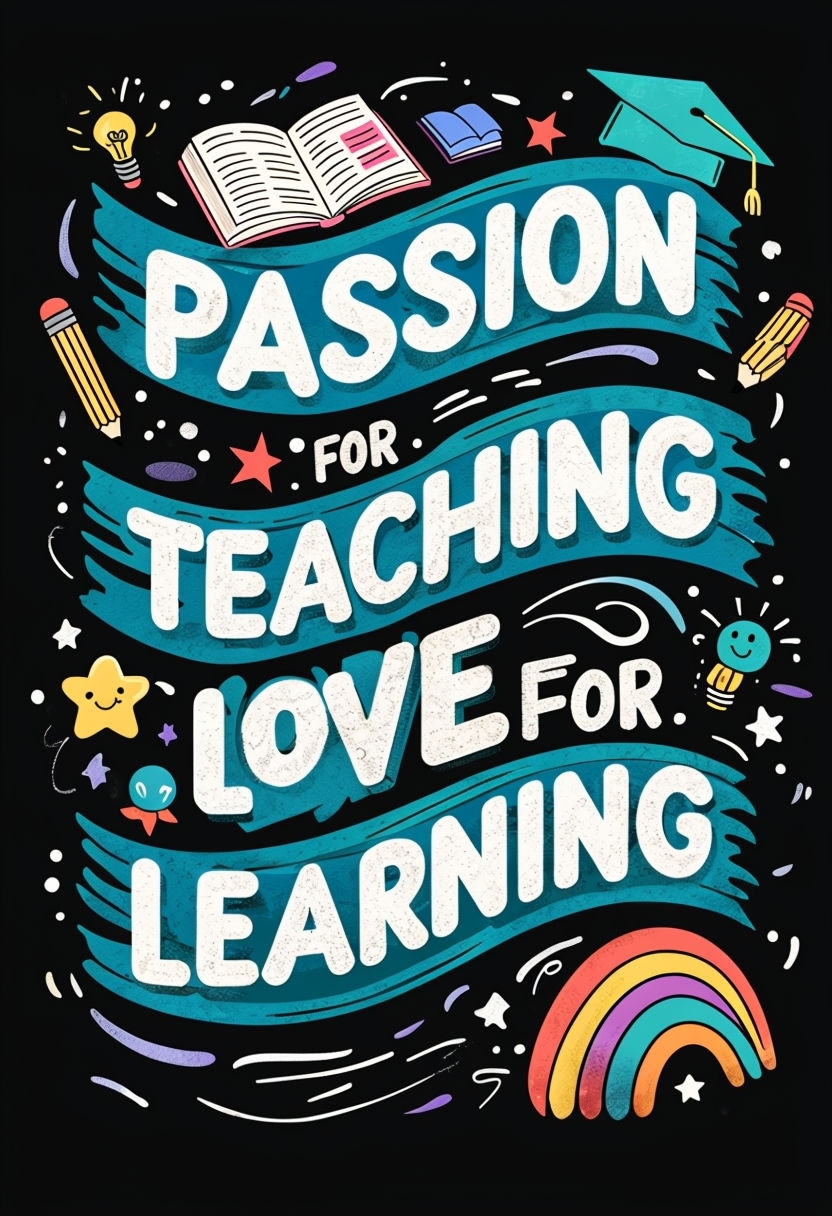 Passion for Teaching and Love for Learning Colorful Art Poster