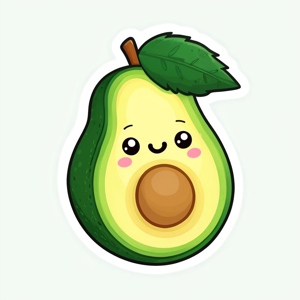 Cute Cartoon Halved Avocado Character Sticker