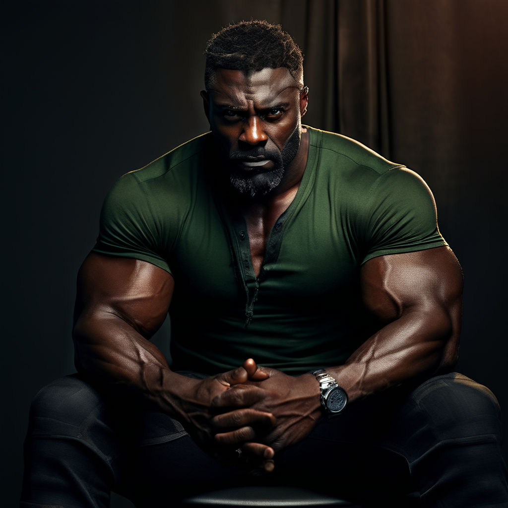 black man with strong muscles portrait