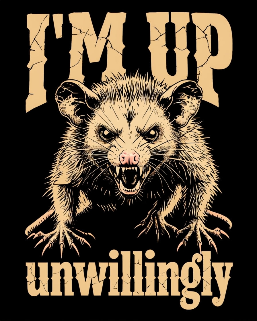 Fierce Angry Possum Graphic Art with Bold Text T-Shirt
