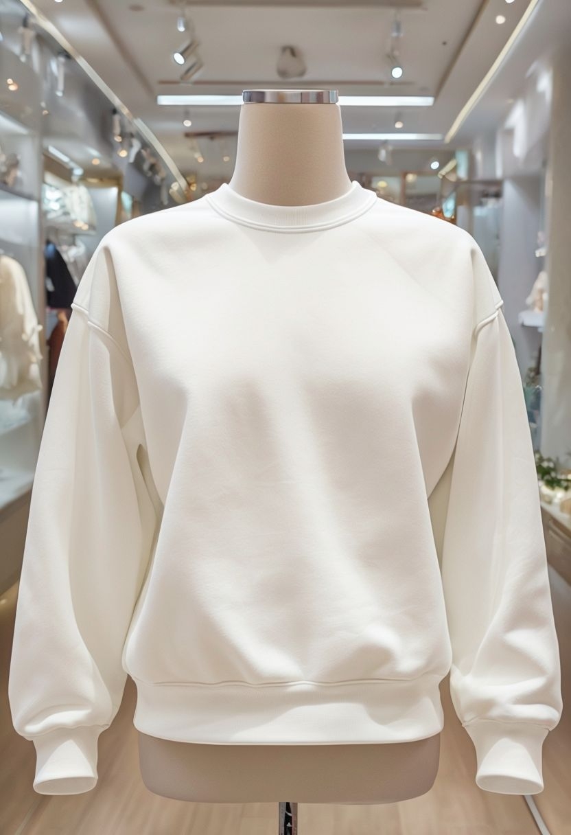 Off-White Sweatshirt Displayed on Headless Mannequin Mockup