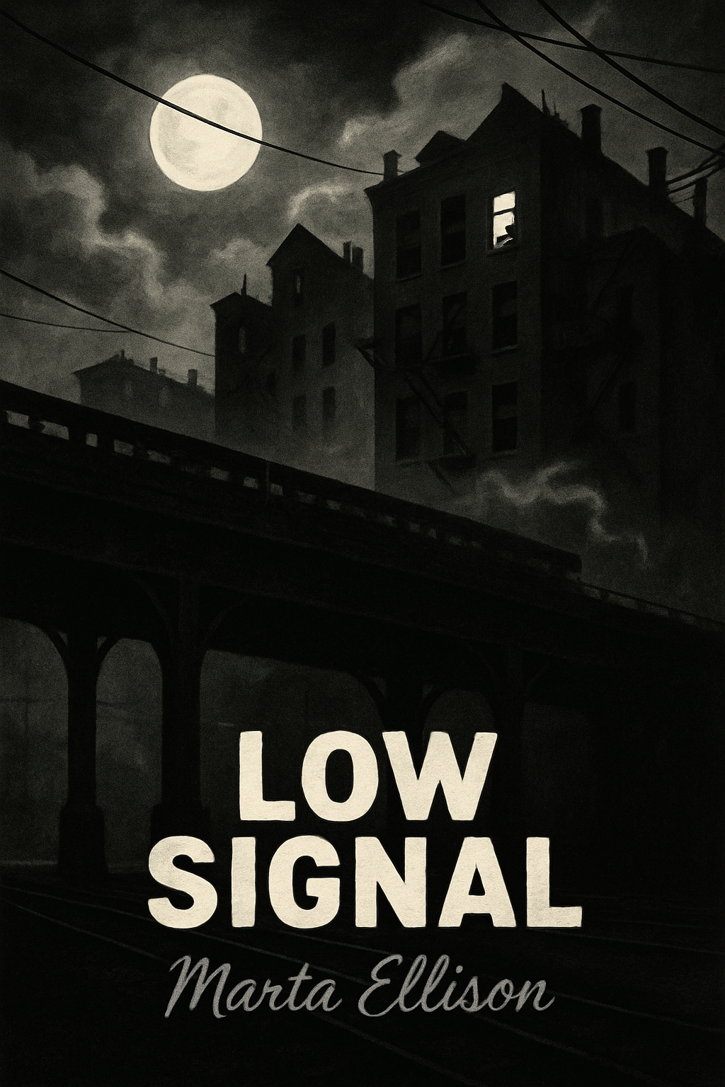 Dark Atmospheric LOW SIGNAL EBook Cover by Marta Ellison