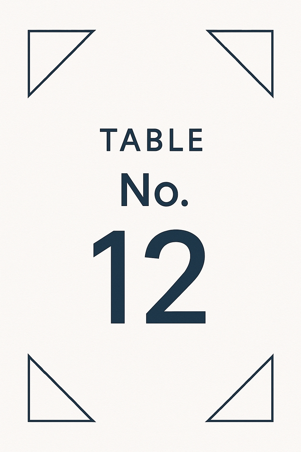 Minimalist Table Number 12 Design with Navy Blue Typography Event Sign
