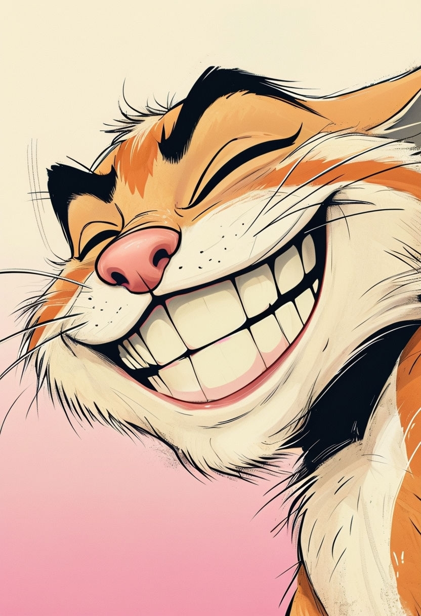 Cheerful Cartoon Cat Character with Big Smile T-Shirt