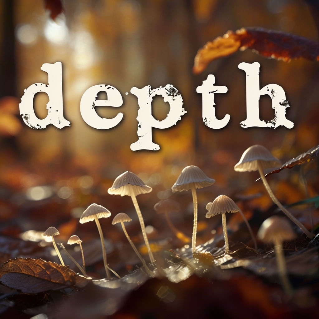 Whimsical Depth Illustration with Mushrooms and Forest Light Spotify Album Cover
