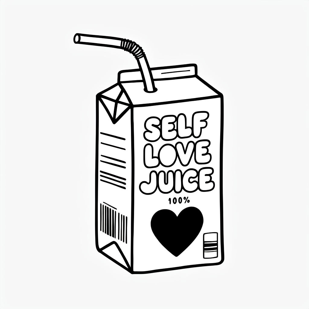 Minimalist Black and White Self Love Juice Carton Poster