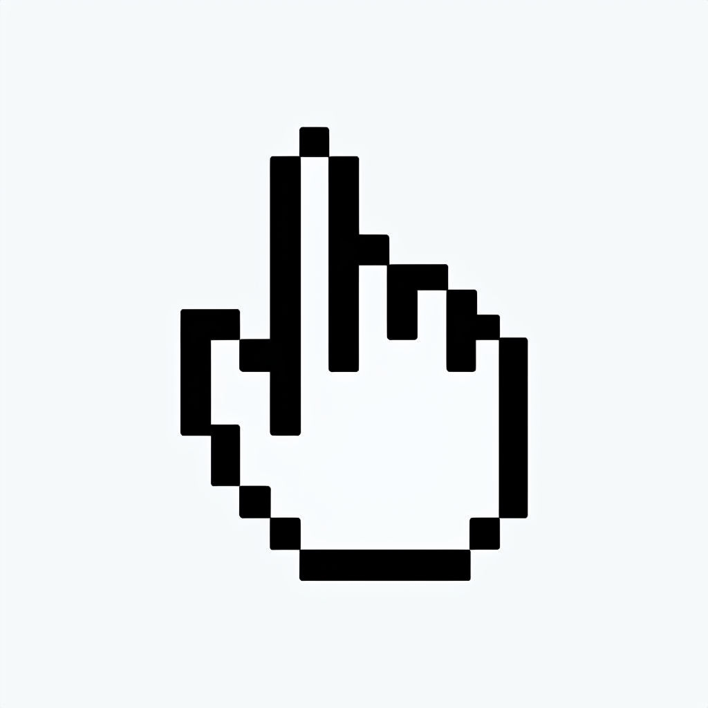 Pixelated Cursor Hand Icon for Click Gesture Sticker