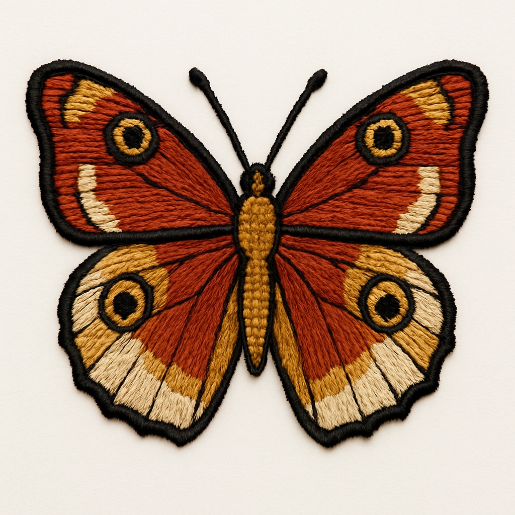 Intricate Burnt Orange Butterfly Embroidered Patch for Hats
