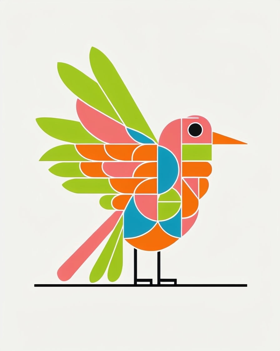 Colorful Tropical Bird Geometric Design Poster