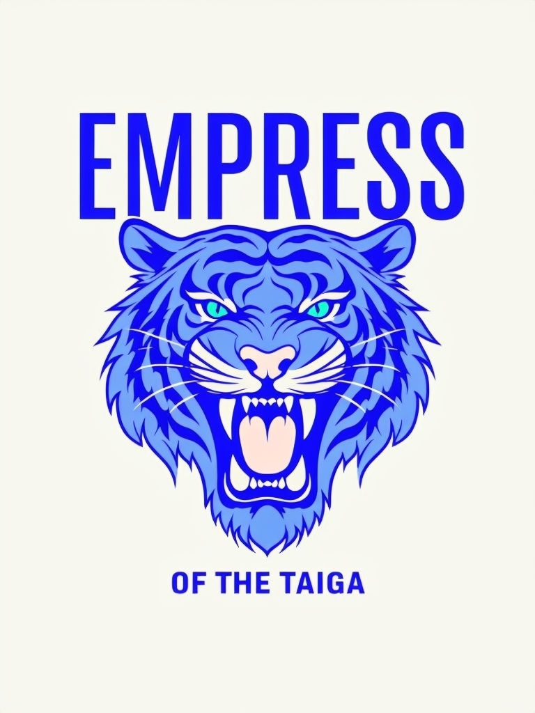 Sapphire Blue Empress Tiger Graphic T-Shirt Design