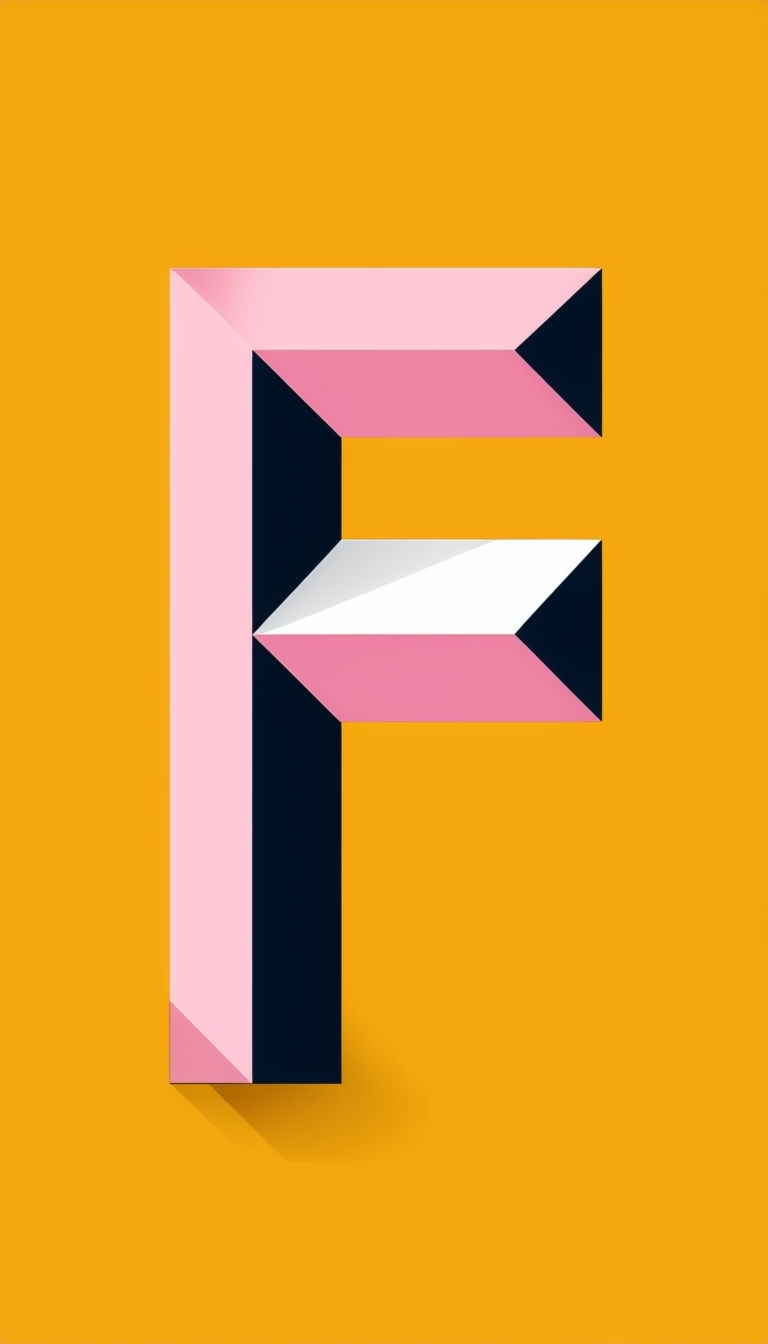 Abstract Geometric Letter F Design on Amber Background Mobile Wallpaper