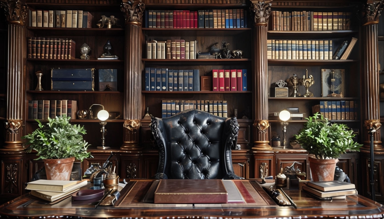 Opulent Classical Study Room with Luxurious Desk Art