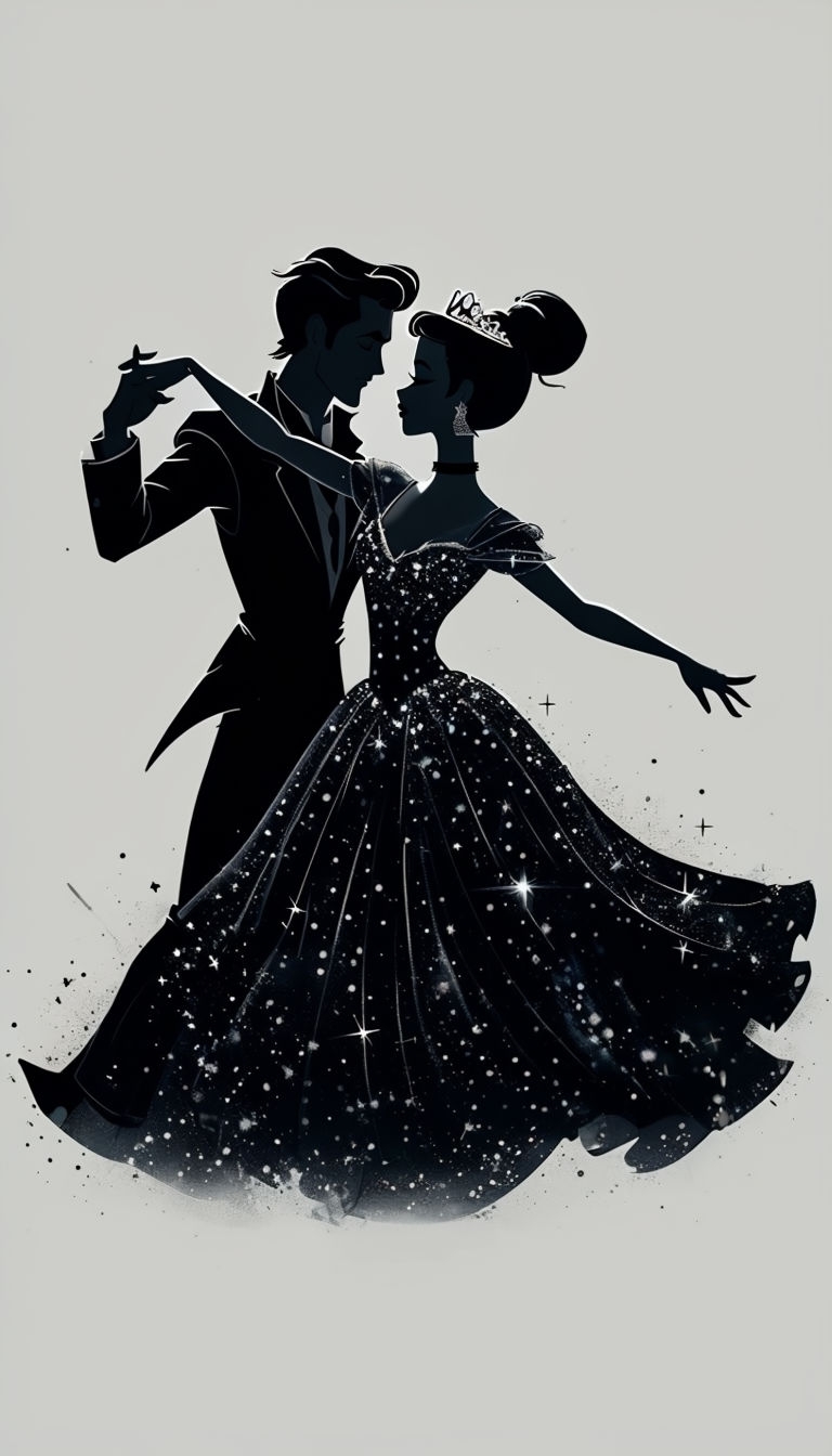 Elegant Silhouette of Dancing Couple with Sparkling Dress Phone Case Cover