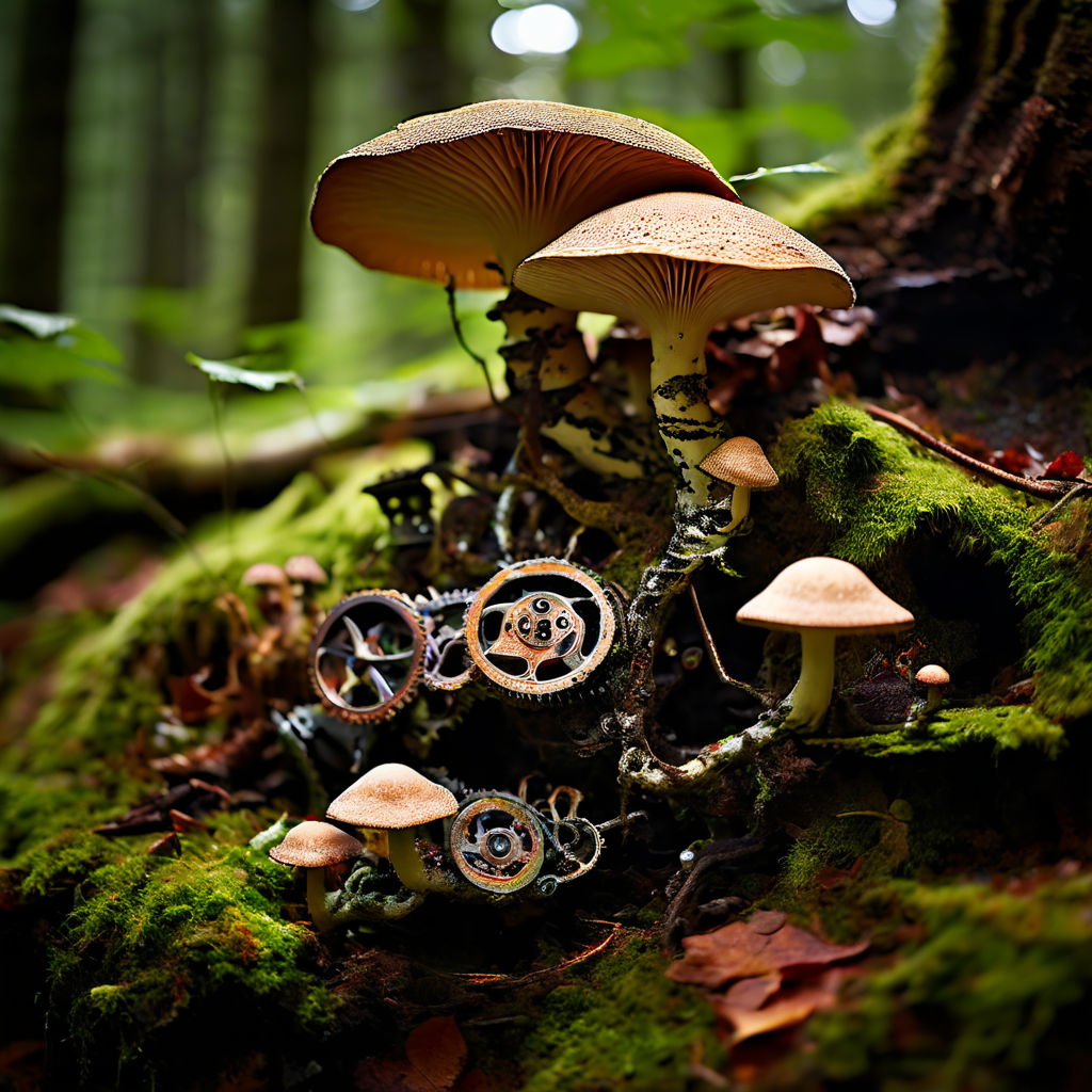 Curious fungi embodying a dance of nature and technology nes... by ...