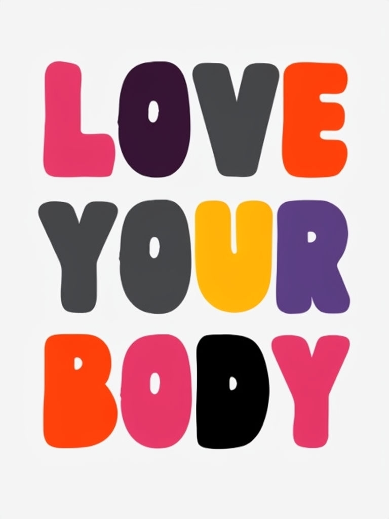 Colorful Love Your Body Typography Design T-Shirt