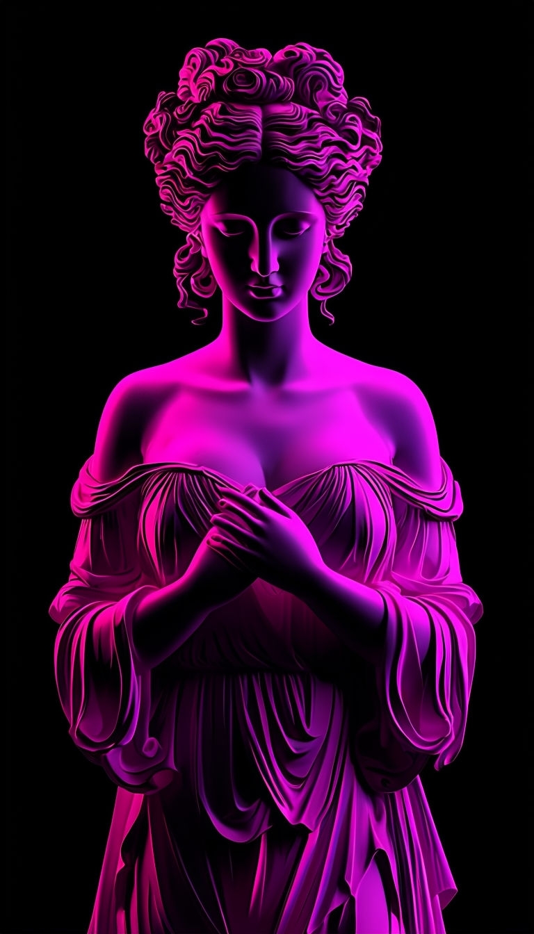 Neon Pink Classical Female Statue Digital Art Phone Case Cover