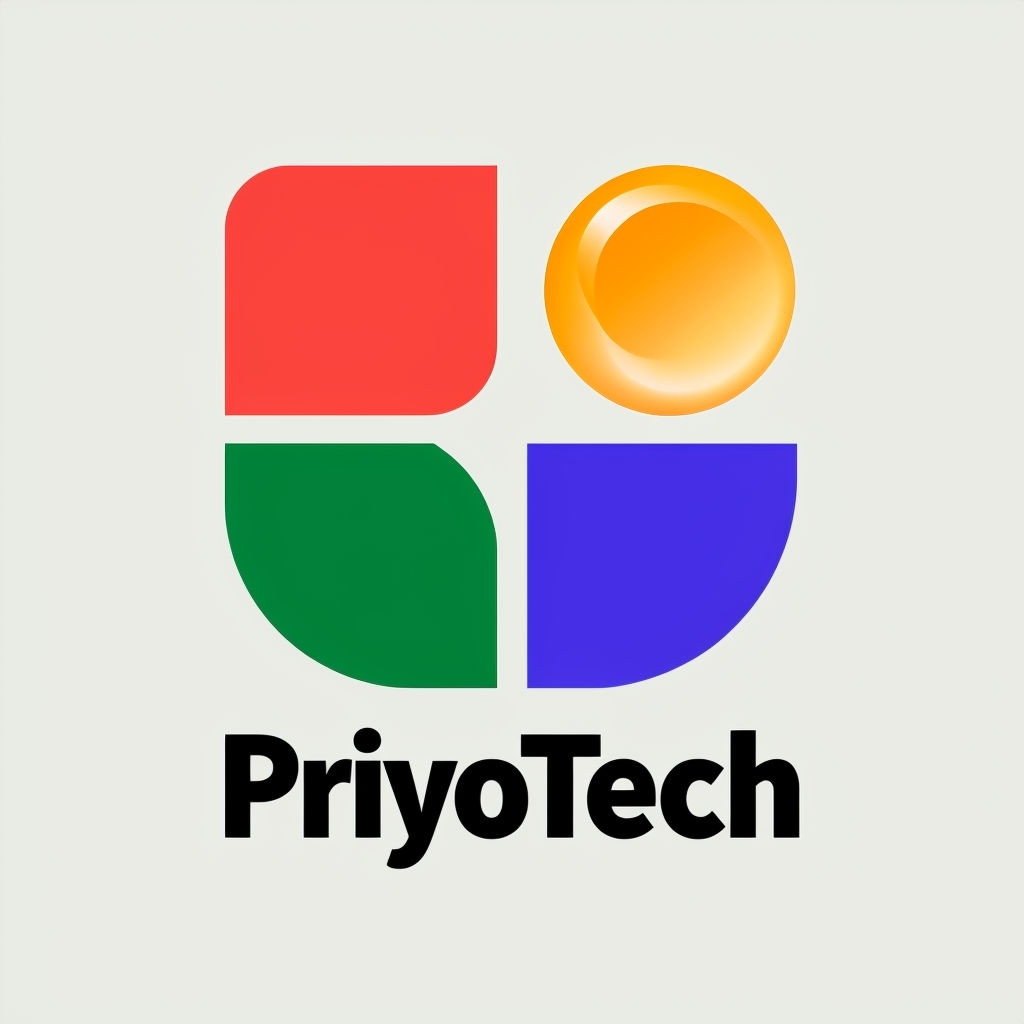 Vibrant Modern PriyoTech Logo with Minimalist Grid Design