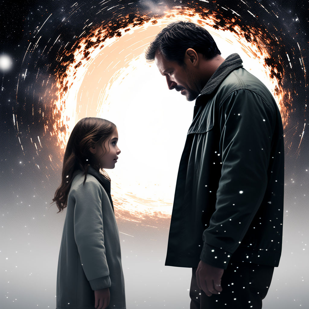 A sad scene between a father and his daughter by sss sljfsjkolf